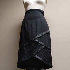 VTG Casadei High Waisted Leather Trim Skirt Size 4/6